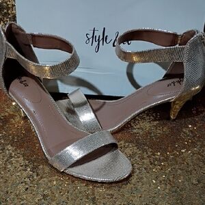 Style & Co. Metallic Gold Strappy Ankle-Heel Sandals